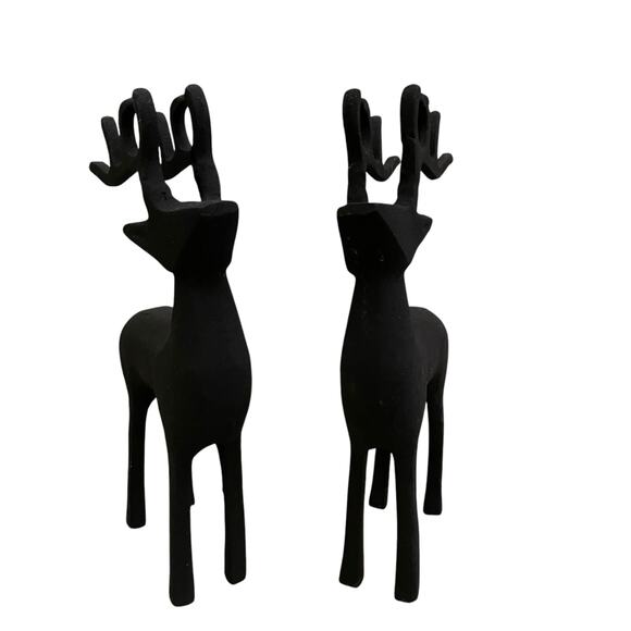 Set of 2 Black Metal Christmas Reindeer 11in Made in India Holiday Decor New - Picture 5 of 16